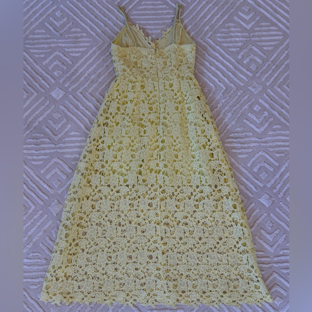 ASTR The Label Lemon Yellow Lace Midi Dress Wedding Guest Bridal Shower Spring - Picture 6 of 14